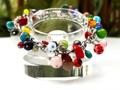 Multi pierres et verre bracelet